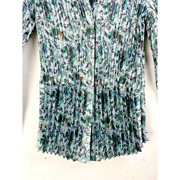 Vince Green Floral Regency Old Money Cottagecore Luxury Designer Button Up Top - Picture 7 of 10